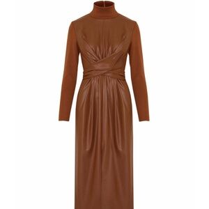 Nocturne Ruched Dress Light Brown Sz 42 US Sz 10